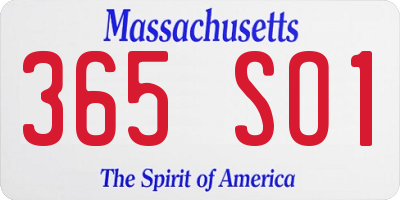 MA license plate 365SO1