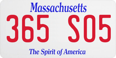 MA license plate 365SO5