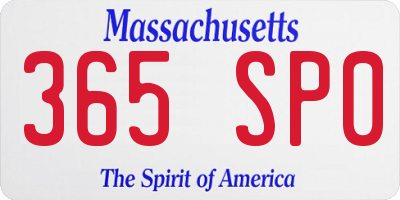 MA license plate 365SP0