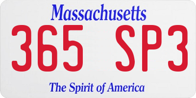 MA license plate 365SP3