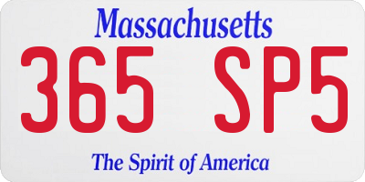 MA license plate 365SP5