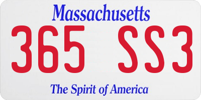 MA license plate 365SS3