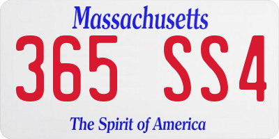 MA license plate 365SS4