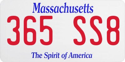 MA license plate 365SS8