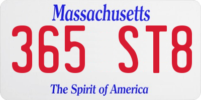 MA license plate 365ST8