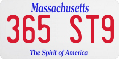 MA license plate 365ST9