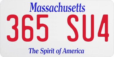 MA license plate 365SU4