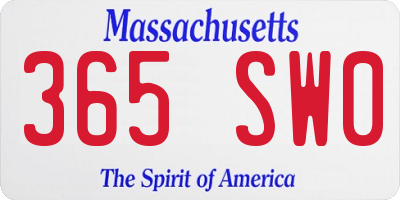 MA license plate 365SW0