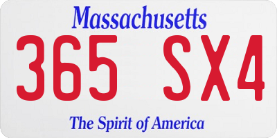 MA license plate 365SX4