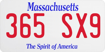 MA license plate 365SX9
