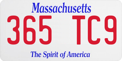MA license plate 365TC9