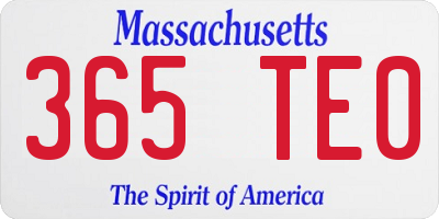 MA license plate 365TE0