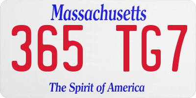 MA license plate 365TG7