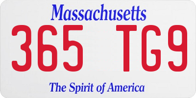 MA license plate 365TG9