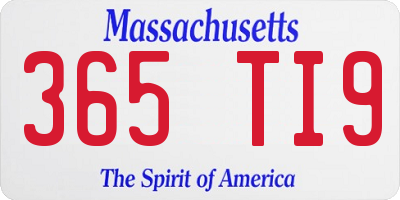 MA license plate 365TI9