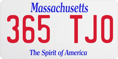 MA license plate 365TJ0