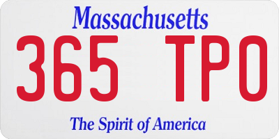 MA license plate 365TP0