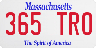 MA license plate 365TR0