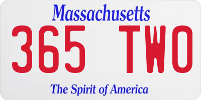 MA license plate 365TW0