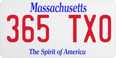 MA license plate 365TX0