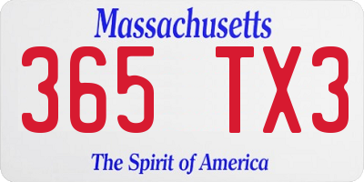 MA license plate 365TX3