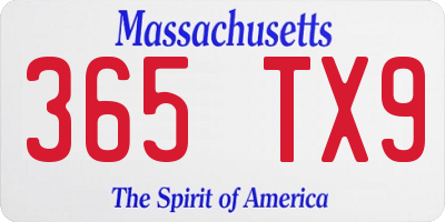 MA license plate 365TX9