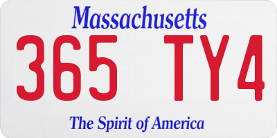 MA license plate 365TY4