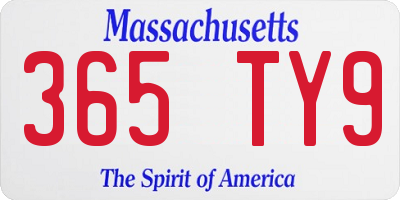 MA license plate 365TY9