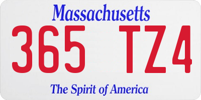 MA license plate 365TZ4