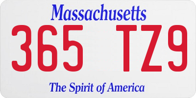 MA license plate 365TZ9