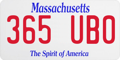 MA license plate 365UB0