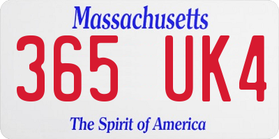 MA license plate 365UK4