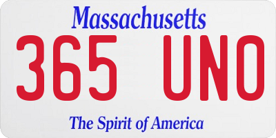 MA license plate 365UN0
