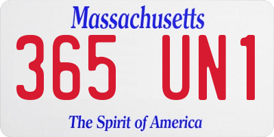 MA license plate 365UN1