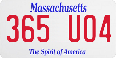 MA license plate 365UO4