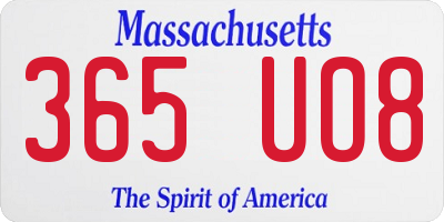 MA license plate 365UO8