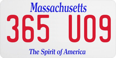 MA license plate 365UO9