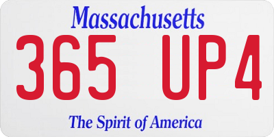 MA license plate 365UP4