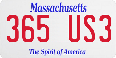 MA license plate 365US3