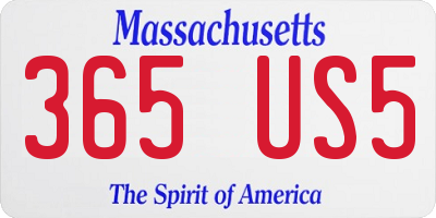 MA license plate 365US5