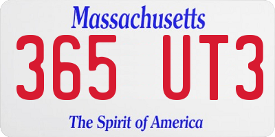 MA license plate 365UT3