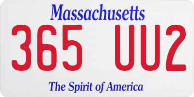 MA license plate 365UU2