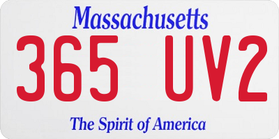 MA license plate 365UV2