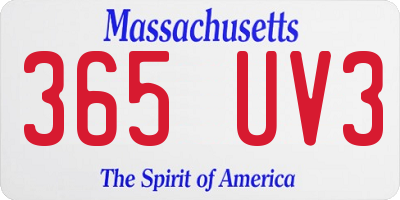 MA license plate 365UV3