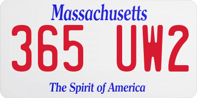 MA license plate 365UW2