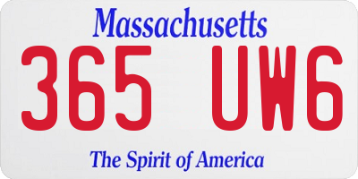 MA license plate 365UW6
