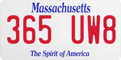 MA license plate 365UW8