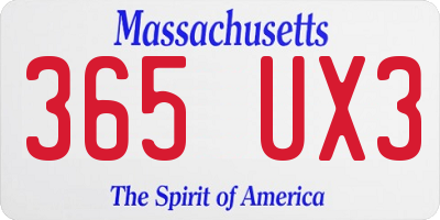 MA license plate 365UX3