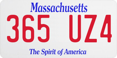 MA license plate 365UZ4