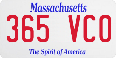 MA license plate 365VC0